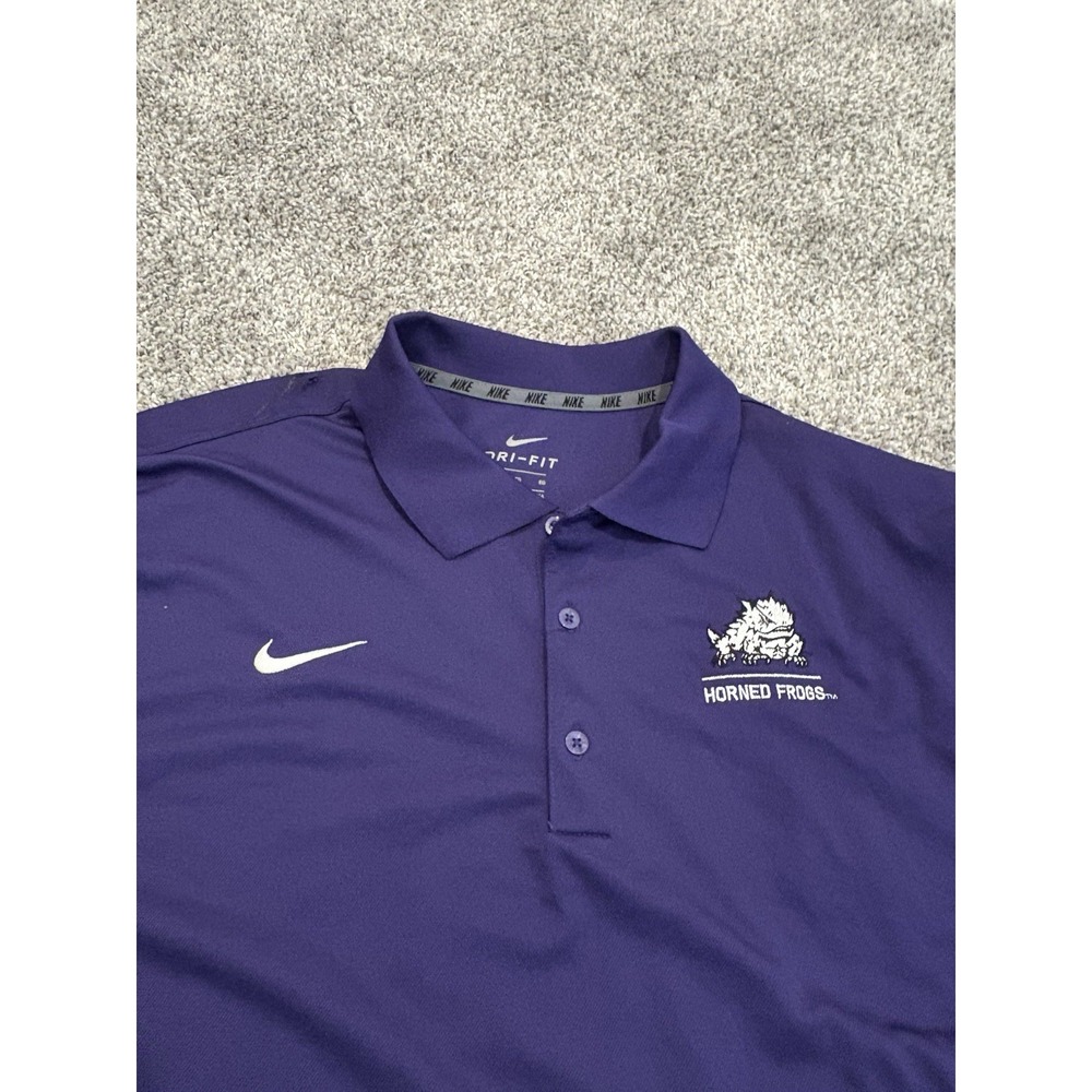Nike Purple Short Sleeve‎ Size XL TCU Horned Frogs Polo Men's Shirt Embroidered